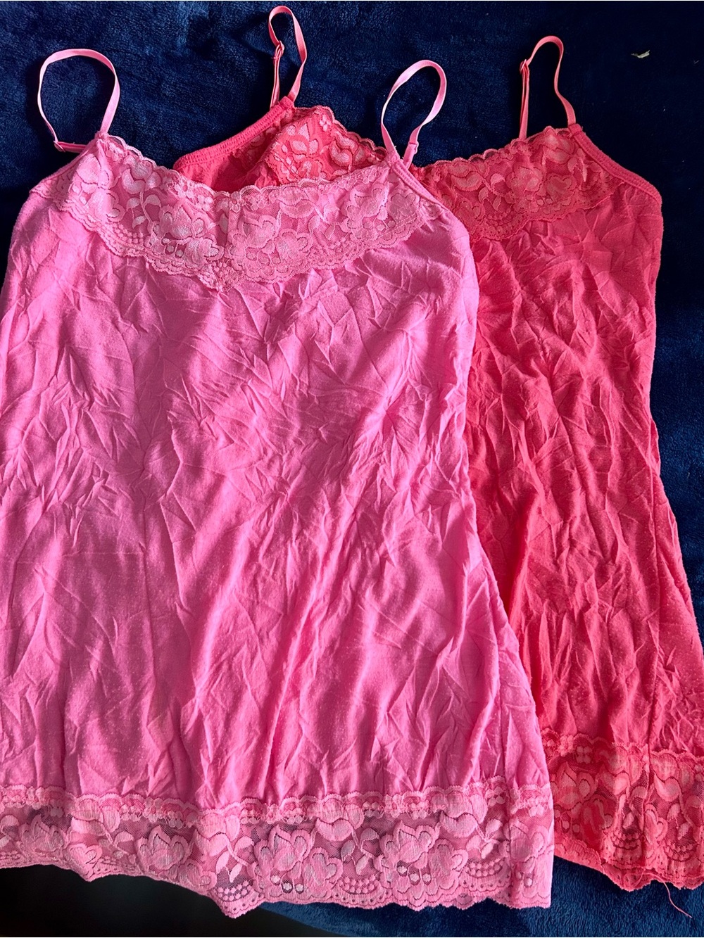 Maurices TWO Lace Trim Camisoles Hot Pink & Coral